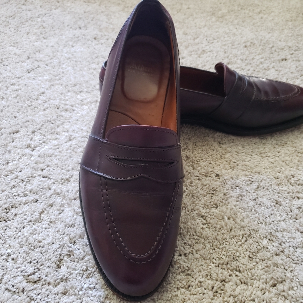 Alden men's 683 Full Strap Slip On Burgundy Calfskin Size 9.5